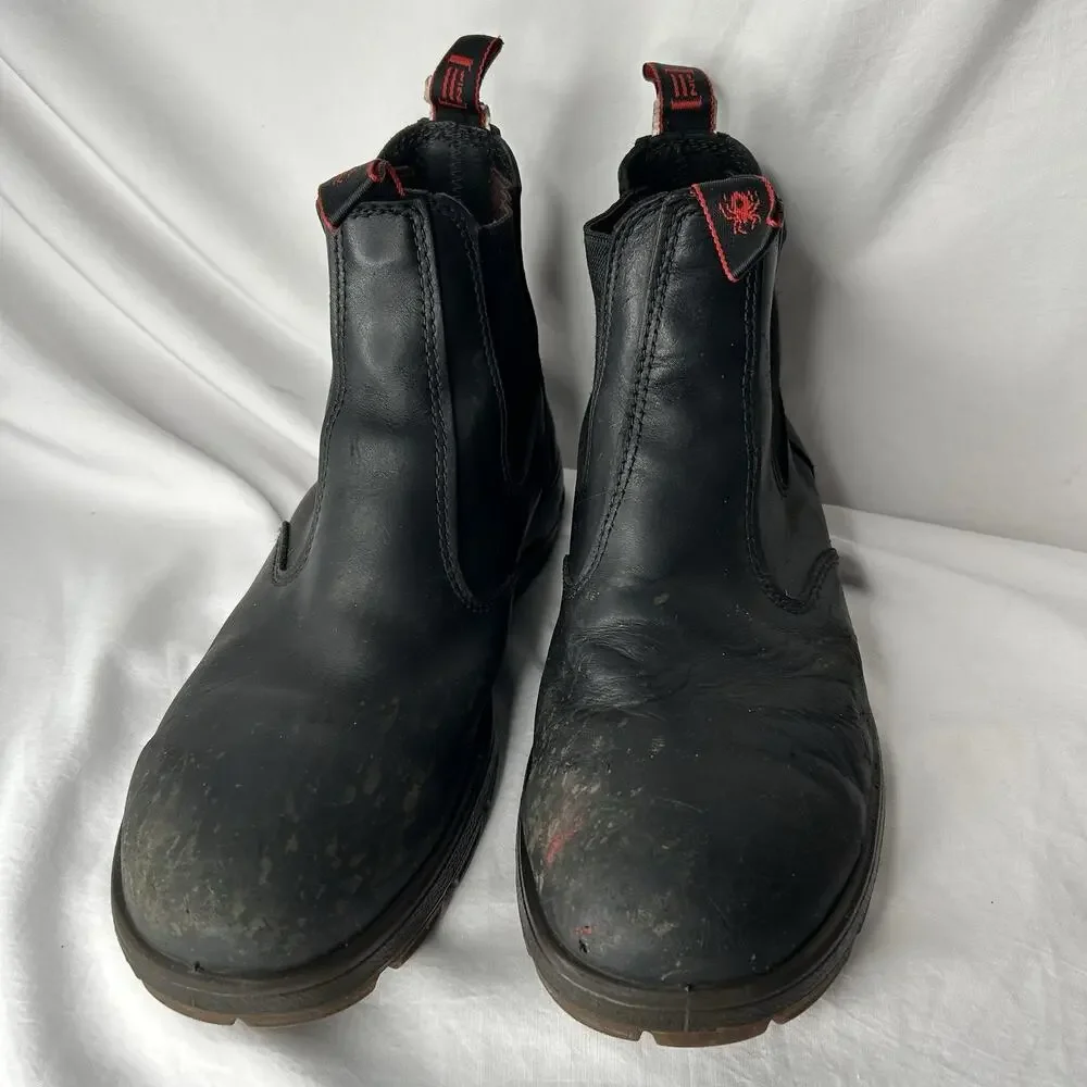 Redback Boots Soft Toe UK Size 11.5 (US 12.5) Black Pull On Distress *Blemishes